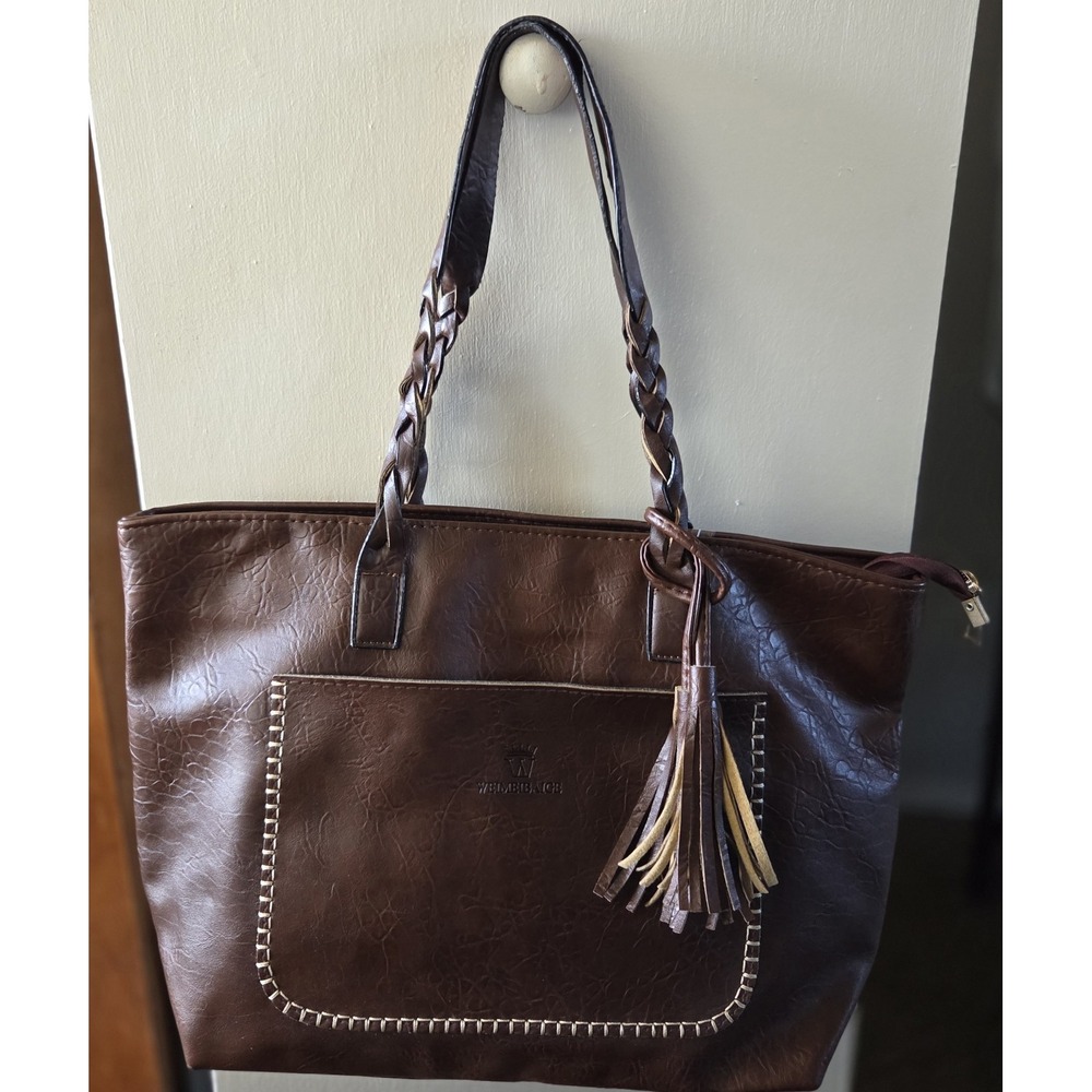 Weimeibaige Oversized Brown Tote/Vegan Leather, 17x11" \Excellent Condition